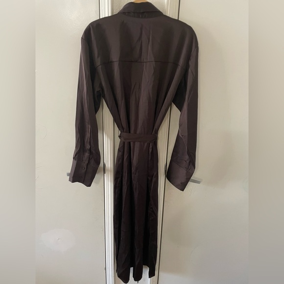 Abercrombie & Fitch brown long sleeve satin midi dress - Picture 6 of 6